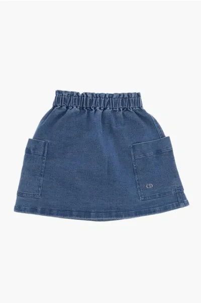 Dior Kids' Denim Skirt With Elastic Waistband In Blue