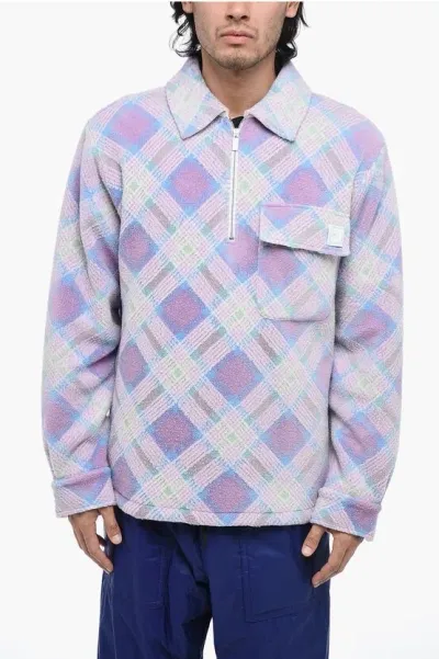 Dior Erl Checkered Pile With Breast Pocket In Purple