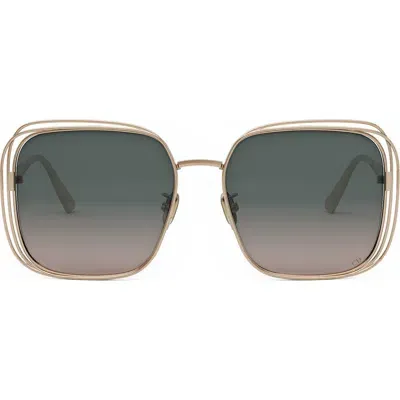 Dior Fil S1u 58mm Square Sunglasses In Shiny Rose Gold/green