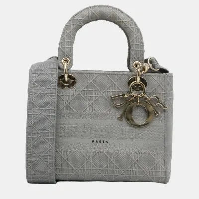 Pre-owned Dior Grey Medium Cannage Lady D-lite