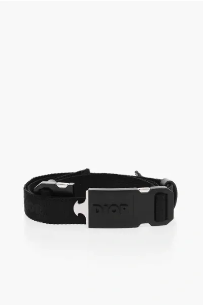 Dior Logoed Fabric Belt In Black