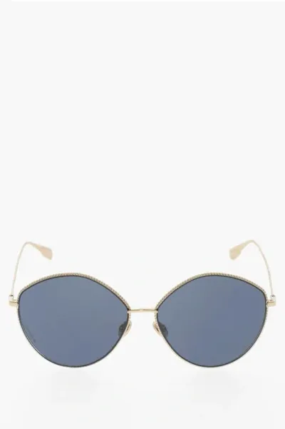 Dior Oval-frame Sunglasses With Silver-tone Frame In Blue