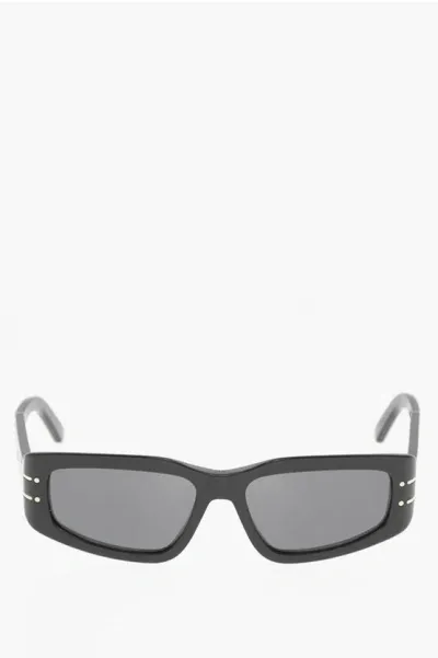 Dior Rectangular Signature Sunglasses With Golden Details In Black