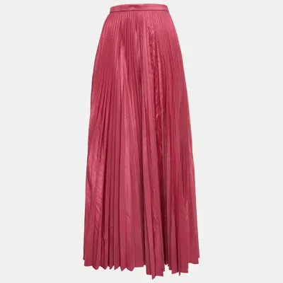 Pre-owned Dior Rose Pink Silk Plisse Midi Skirt M