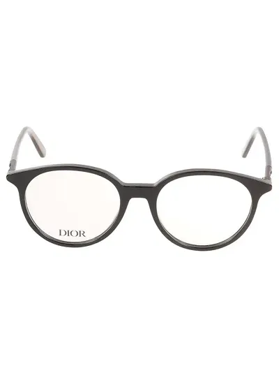 Dior Round Frame Clear Lense Glasses In Black