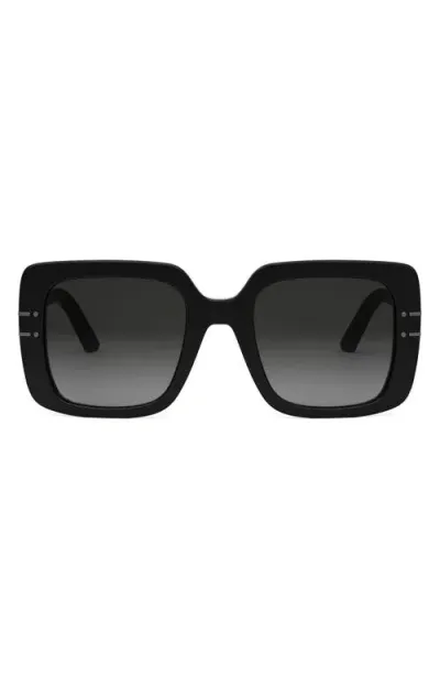 Dior Signature S11i 54mm Gradient Square Sunglasses In Shiny Black/gradient Smoke