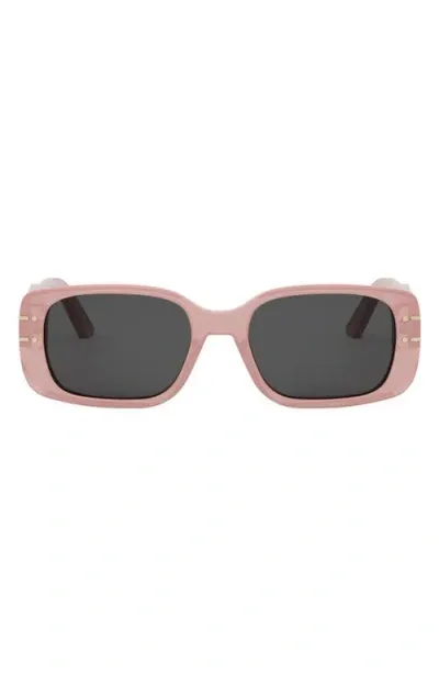 Dior Signature S12i 53mm Rectangular Sunglasses In Pink