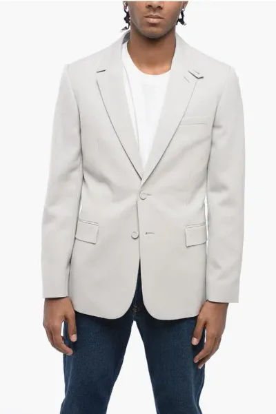 Dior Slim Fit Wool Blazer With Flap Pockets In Neutral