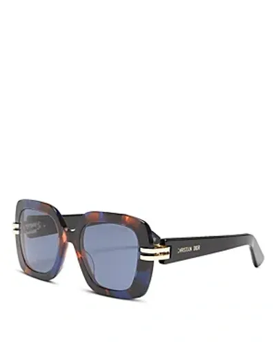 Dior S2i Square Sunglasses, 52mm In Havana/blue Solid