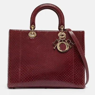 Pre-owned Dior Tote In Burgundy