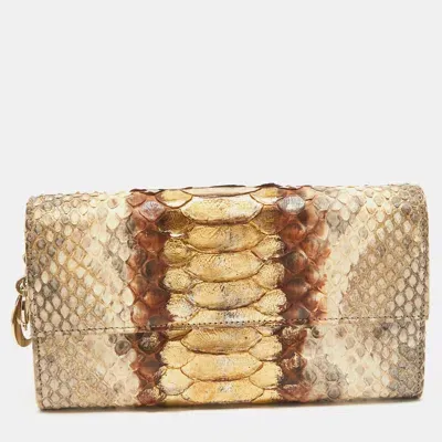 Pre-owned Dior Wallet On Chain In Gold