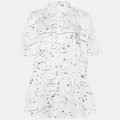 Pre-owned Dior White Constellation Print Cotton Tunic Top M