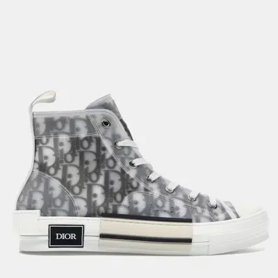 Pre-owned Dior White Grey Logo Oblique B23 High Top Sneakers Eu 42