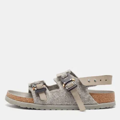 Pre-owned Dior X Birkenstock Grey Wool Slingback Sandals Size 40