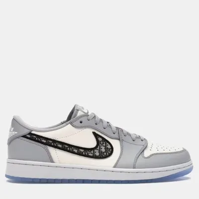 Pre-owned Dior X Jordan 1 Retro Low Sneakers Eu 43 In Grey