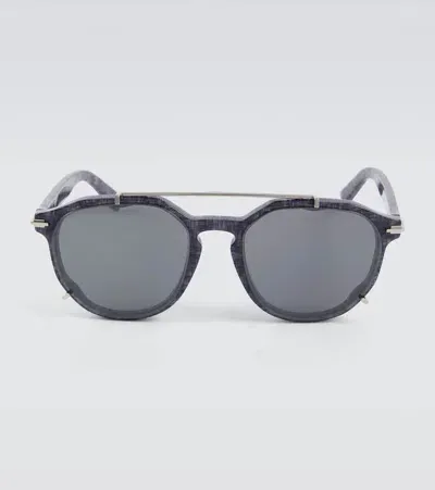 Dior Blacksuit Ri Round Sunglasses In Blue