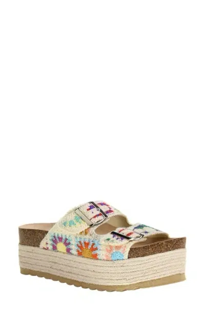 Dirty Laundry Pretends Espadrille Platform Slide Sandal In Beige Multi