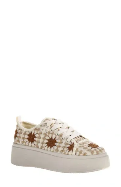 Dirty Laundry Rambling Crochet Platform Sneaker In Cream Multi