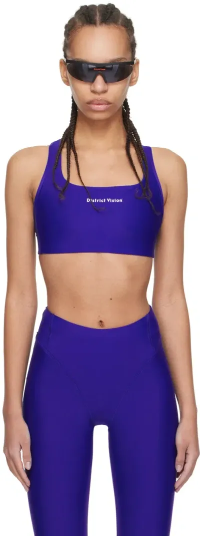 District Vision Blue Twin Layer Sport Bra In Ocean Blue