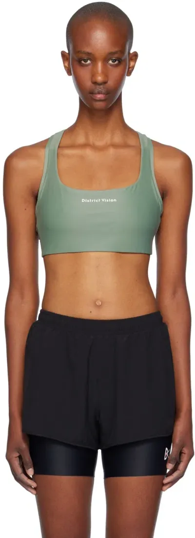 District Vision Green Twin Layer Medium Support Sport Bra In Sage