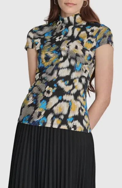 Dkny Abstract Print Rib Top In Brstrk Leo