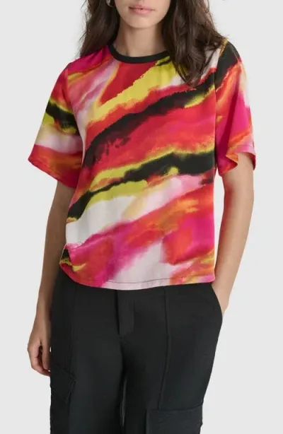 Dkny Abstract Print Short Sleeve Top<br /> In Multi Geode