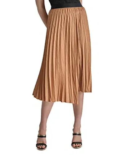 Dkny Asymmetrical Pleated Skirt In Tawney