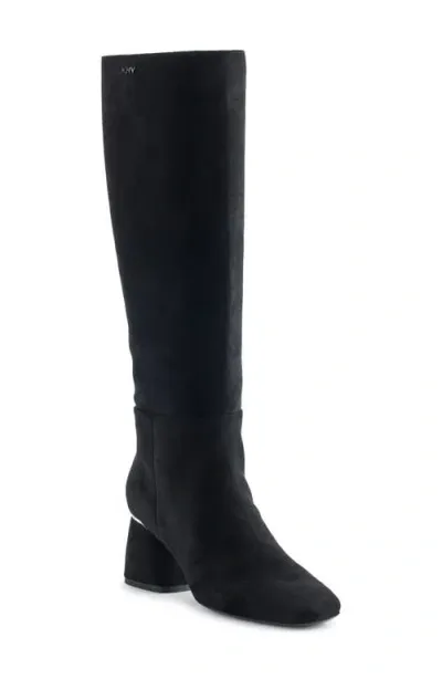 Dkny Cana Knee High Block Heel Boot In Black