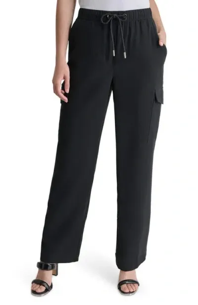 Dkny Carrot Drawstring Cargo Pants In Black