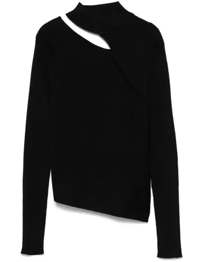 Dkny Cut-out Mock-neck Sweater In Black