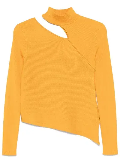 Dkny Cut-out Ribbed Sweater In Yellow