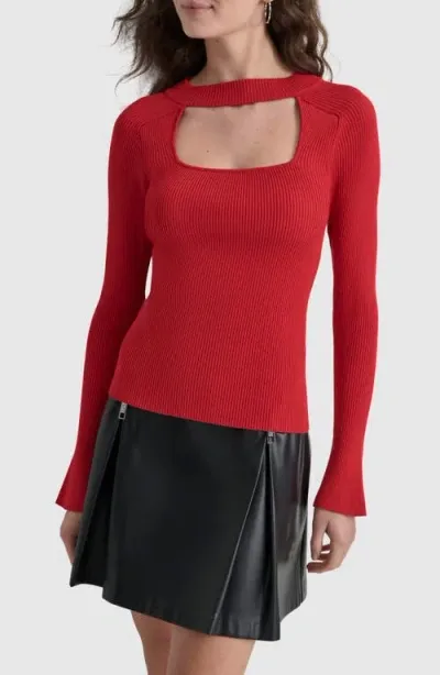 Dkny Cutout Bell Sleeve Sweater In Red Light