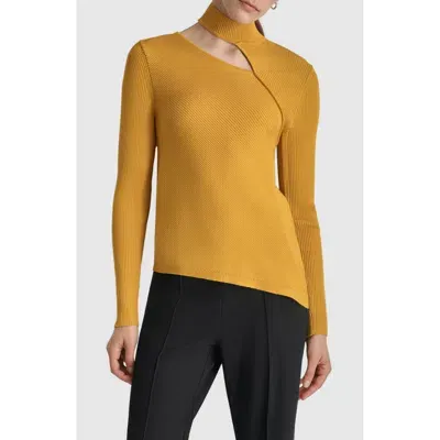 Dkny Cutout Detail Rib Sweater In Golden