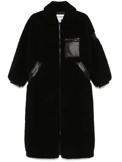 Dkny Faux-shearling Coat In Black