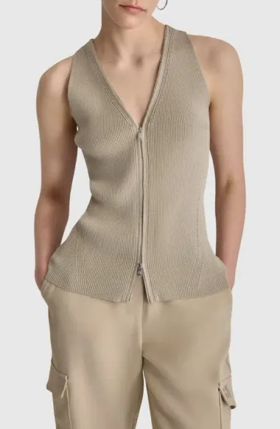 Dkny Front Zip Sweater Vest In Trench