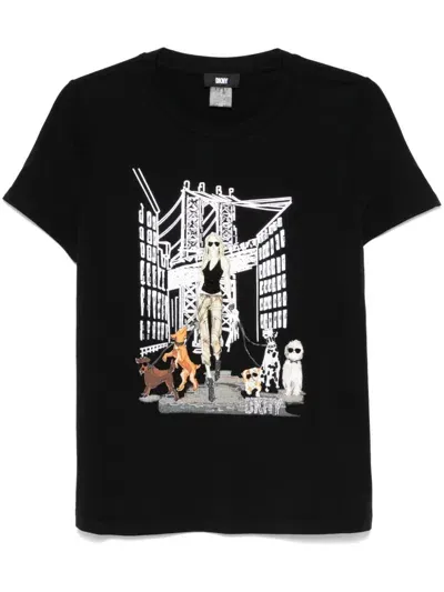 Dkny Graphic-print T-shirt In Schwarz