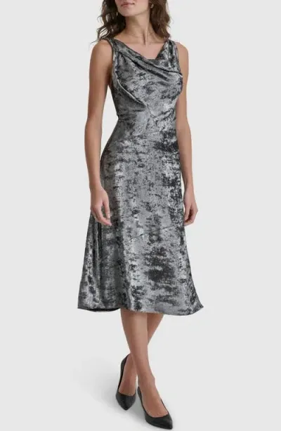 Dkny Jacquard Sleeveless Dress In Silver