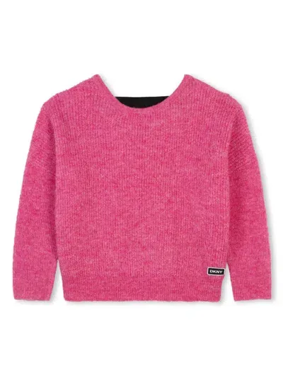 Dkny Kids' Logo-band Jumper In Pink