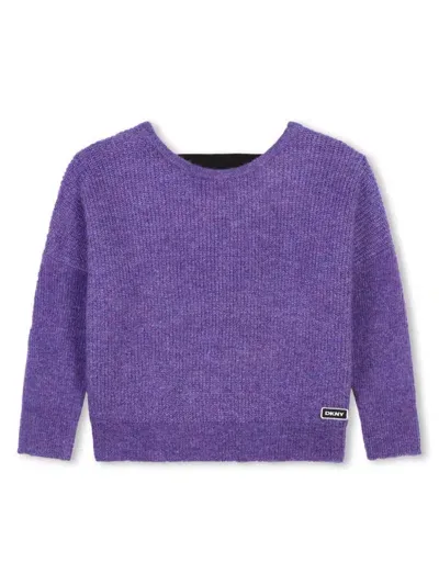 Dkny Kids' Logo-band Jumper In Purple