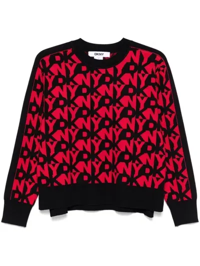 Dkny Logo-jacquard Sweater In Red