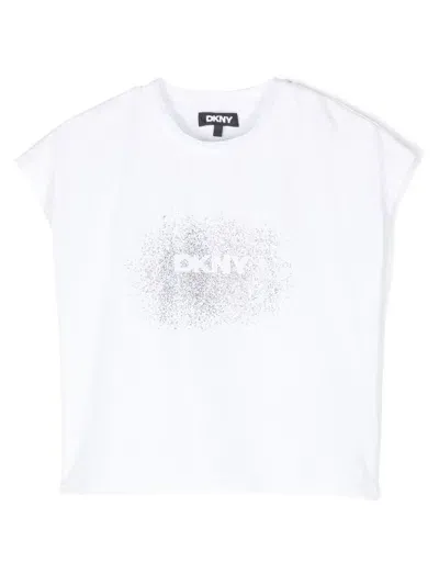 Dkny Kids' Logo-print T-shirt In White