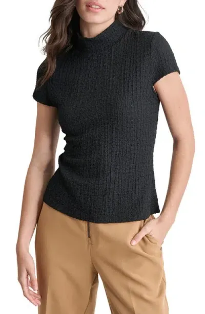 Dkny Pucker Knit Top In Black