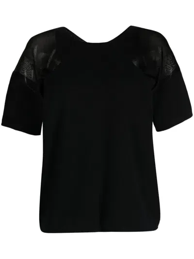 Dkny Round-neck Cotton T-shirt In Black