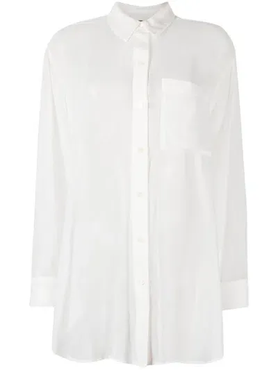 Dkny Semi-sheer Long-sleeve Shirt In White