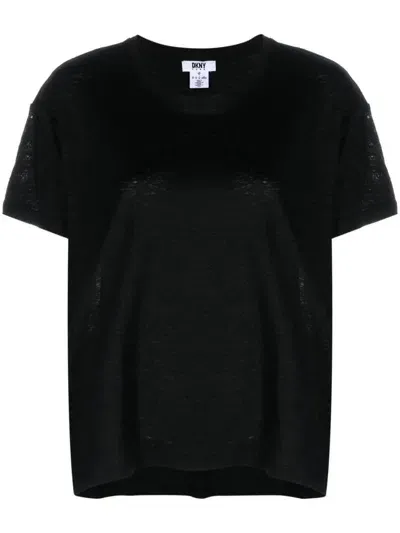 Dkny Short-sleeve Linen T-shirt In Black