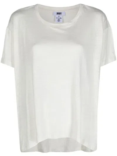 Dkny Short-sleeve Linen T-shirt In White