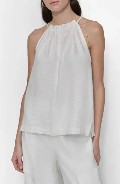 Dkny Sleeveless Halter Neck Crinkle Top In White