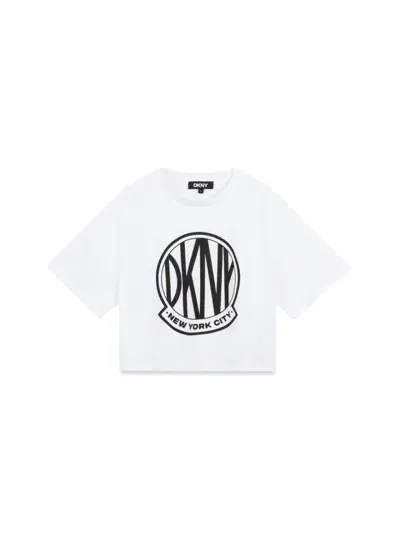 Dkny Kids' Logo-print Cotton T-shirt In White