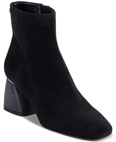 Dkny Women's Caleena Block Heel Dress Boots In Black Suede