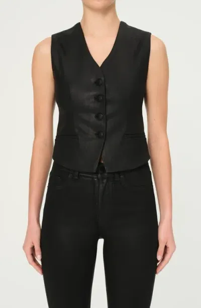 Dl1961 Wax Coated Vest In Black Coat